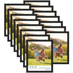 PEALSN 8x10 Picture Frame Set of 7 Wall Gallery Photo Frames for Wall Mounting or Tabletop Display, Black