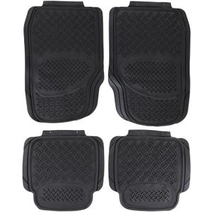 Car Mat Uni Set 3 | Universal Rubber Floor Mats | Complete Set | 4 Pieces | for Front and Rear Seats | Can Be Cut to Size | Protection Against Dirt and Water | Black