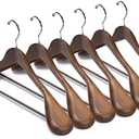 Nature Smile Luxury Wooden Suit Hangers 12 Pack Wood Coat Hangers Jacket Outerwear Shirt Hangers,with Extra-Wide Shoulder, 360 Degree Swivel Hooks & Anti-Slip Bar with Screw(Retro Color)
