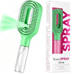 2 in 1 Portable Hair Brush with Water Spray for Detangling and Styling hair mister spray bottle,Detangling Brush for Straight Hair & Curly, Wavy-liquid spraying hair brush