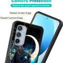 for Galaxy S25 FE Case,Dual Layer Hybrid Heavy Duty Rugged Shockproof Hard PC +Soft Silicone Protective Case for Samsung Galaxy S25 FE 6.7" 2025,Black Cat Floral Moon