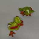 JUXYES Set of 2 Resin Creative 3D Craft Frog Figurine Computer Monitor Decor, Personalized Animal Collectible Figurines Mascot Frog Resin Crafts for Home Office Decoration