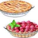 7" Glass Pie Pan for Baking with Handles Easy Grab 2PCS Round Pie Baking Dishes for Apple Pie Pumpkin Pie Salads Desserts Serving Plates