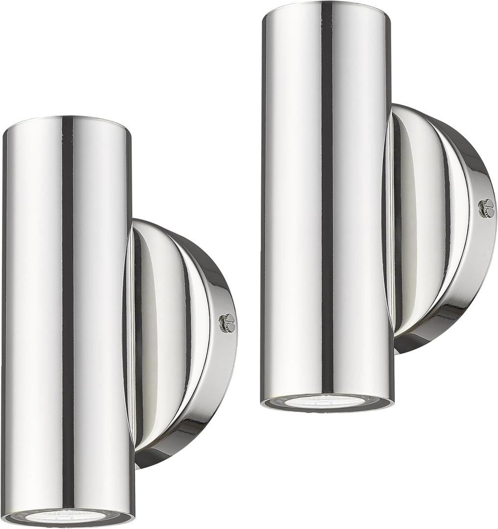 2-Light Wall Sconce, Indoor Up and Down Wall Lamp, Polished Chrome Wall Light for Bedroom Bathroom Stair Entryway (2 Pack), WL4830-2W-PC-2PK