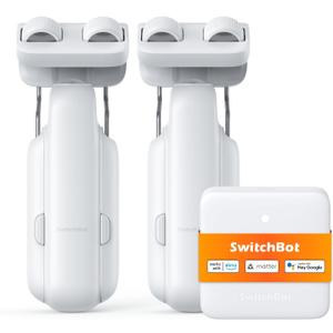 SwitchBot Smart Automatic Curtain Opener 2 Pack with Hub Mini - WiFi Remote Control with App/Timer, Performance Upgrade, Compatible with Alexa, Google Home, HomeKit
