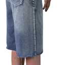 LovelyWholesale Baggy Jorts Bermuda Shorts for Women Knee Length Low Rise Denim Jean Shorts Blue X-Large (XL)