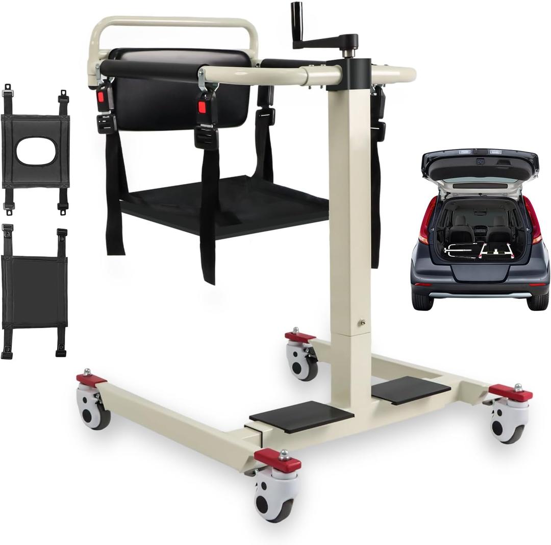 Patient Lift Transfer Chair, Wheelchair Lift to Car Transfer Devices, Bed Lift Transfer for Elderly Chair, Lift Assist Devices for Seniors - No Electric Lightweight Foldable for Home