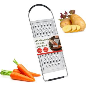 Cheese Grater Handheld, HIA Flat Coarse Stainless Steel Graters for Kitchen, Food Grater with Anti-Slip Handle, Perfect for Potato, Vegetable, Butter, Parmesan Cheese