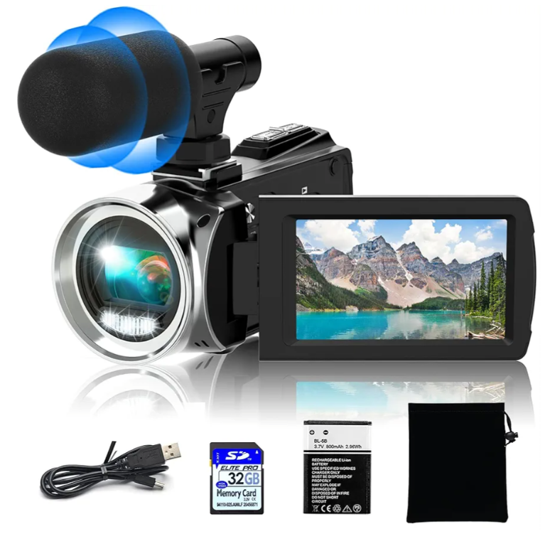Video Camera Camcorder HD 4K 48MP Video Recorder Camera Vlogging Camera for YouTube Camcorders Video Camera for Kids with 3.0" LCD Screen,18X Digital Zoom and 32G SD Card