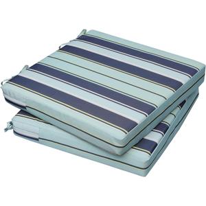 AAAAAcessories Outdoor Seat Cushions for Chairs, Waterproof, Fade-Resistant, 18" x 18" x 2", Patio Furniture Replacement Cushions, Set of 2, Ash Teal Seaside Stripe