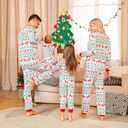 PopReal Christmas Pajamas for Family, Family Christmas Pajamas PJs Matching Sets Top Sleepwear Jammies (4T, White 2)