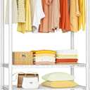 Ulif H2 Heavy-Duty Portable Closets, 4-Tier Freestanding Garment Rack Suit for Small Space and Corner, Closet Organizer System Portable Closet Wardrobe, Max Load 500 LBS, White