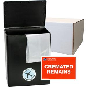 CarrySafe Urn - TSA Approved Fly-Safe and Temporary Travel Cremation Urn Kit for Human Ashes - Airline Friendly - 200 Cubic Inch Capacity - Airline-Ready Black Plastic Urn with Included Travel Box