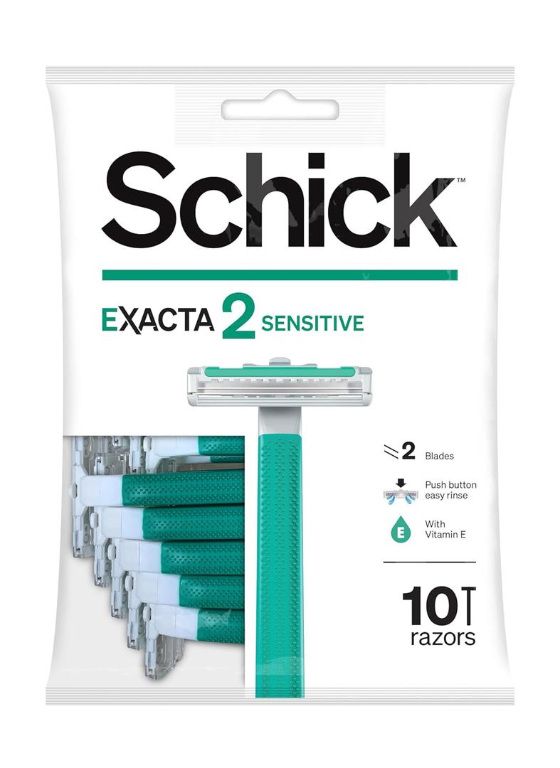 Schick Exacta2 Sensitive Disposable Razor, 10 Count (1Pack) (Multicolor)