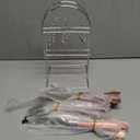 FTNESGYM 24 Pieces Silverware Set, Stainless Steel Cutlery Set with Holder, Flatware Set for 6 Person Tableware Set Includes Dinner Knives Forks Spoons Teaspoons, Mirror Polished (Pink)