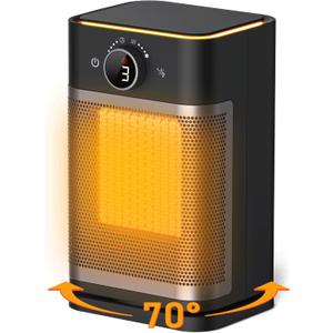 Space Heater for Indoor Use - 1500W Fast Heating Electric Ceramic Heater with Remote, 70 Oscillation, 12H Timer, ECO Thermostat - Quiet Portable Heater for Bedroom, Safe for Kids & Pets (ETL Listed)