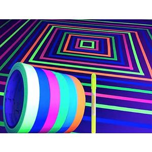 GreyParrot Tape UV Tape Blacklight Reactive, (6 Pack), (6 Colors), 1/2inx16.5ft Per Roll, Fluorescent Cloth Tape, Glow in The Dark Tape Under UV Black Light 