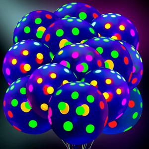 Skylety 50 Pcs Glow in the Dark Balloons Neon UV Blacklight Latex Balloons Decoration 12 Inch Reactive FluorescentMini Polka Dots Party Supplies for Neon Glow Birthday Party
