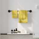 Ruacq Adjustable Towel Bar 13.7 to 24 Inch Bathroom Single Towel Bar Black Stainless Steel Modern Wall Mounted Round Towel Holders, Matte Black
