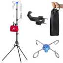 Foldable IV Pole Stand with 4 Hooks,Travel Portable Tripod IV Pole Holder with Adjustable Height for Home Care and Travel
