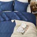 EMME Quilts Queen Size Bedding Sets, Navy Blue Bedspread Soft Lightweight Pre-Washed Quilt, 3 Piece Cozy Reversible Microfiber Ultrasonic Coverlet with Pillow Sham (Diamond Pattern,90"x90"), Full/Queen