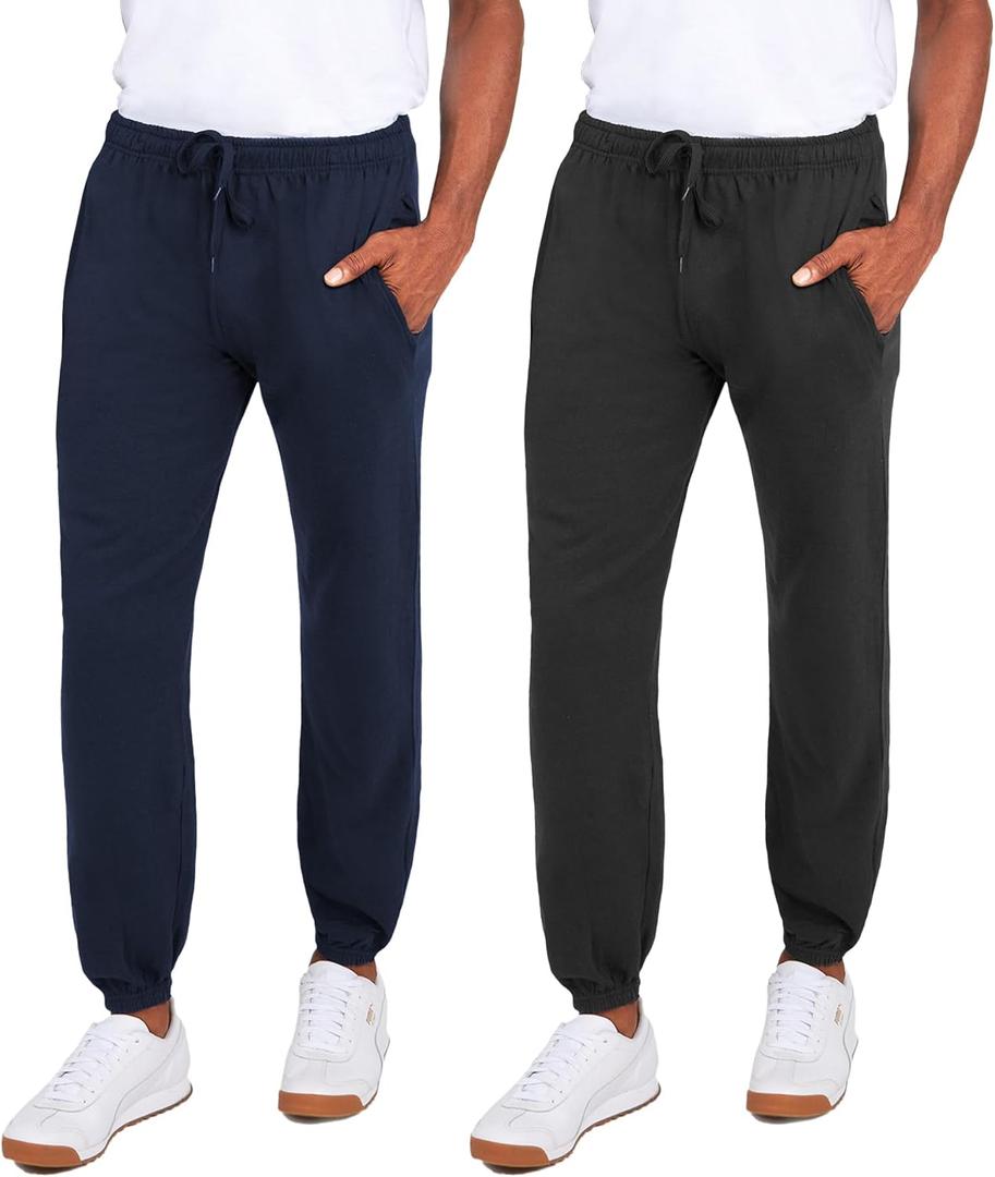 Andrew Scott Men's Fleece Joggers Pants | Multi Pack | Athletic Loose-fit Sweatpants for Workout, Running, Training (XLarge, 2 Pack- Navy / Charcoal)