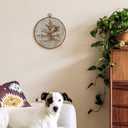 TLESKE Vintage Fall Oak Leaf Round Wall Art Decor Framed 10x10, Rustic Autumn Botanical Canvas Wall Art Prints Artwork, Neutral Beige Wall Hanging Room Door Decor Decorations for Bedroom Living Room