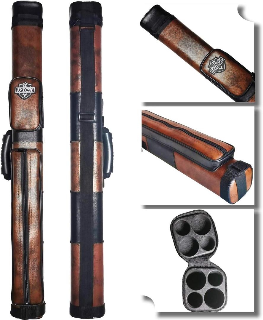 2x2 Hard cue case Square Pool Cue Billiard Stick Carrying Case (C01-Brown)
