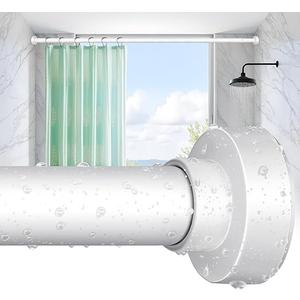YNL Shower Curtain Rod 34-82 Inches (2.8-6.8ft) Adjustable Spring Shower Rod No Drilling, Non-Slip, Never Rust, Stainless Steel, Suitable for Bathroom Window Living room, White