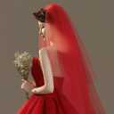 3 x Wedding Veil for Brides, 2 Tier Tulle Cathedral Bridal Veil with Comb for Women Wedding Bachelorette Party Halloween Costume, Red (Red)