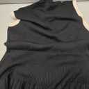 Wenrine Womens Sleeveless Summer Mini Dress Mock Neck Ribbed Knit Ruffle Pleated Casual Tank Dress (X-Large, Black)