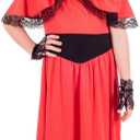 fun shack Girls Southern Bell Costume Red Dress Colonial Halloween Costumes for Girls (Medium)