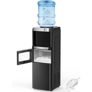 Antarctic Star 3-in-1 Water Cooler Dispenser with Built-in Ice Maker, Hot & Cold Top Loading, Water Dispenser for 5 Gallon Bottle, 33LBS/24H Ice Maker with Child Safety Lock, Black