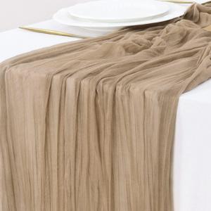 Socomi Nude Brown Cheesecloth Table Runner Fall Thanksgiving Boho Rustic Gauze 120 inch 10FT Cheese Cloth Runner for Wedding Party Baby Shower Birthday Home Decor Holiday Decorations (10ft x 1pc)