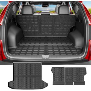 powoq Cargo Mat Compatible with 2022-2025 2026 Tucson Trunk Mat Cargo Liner TPE All Weather Protection Trunk Liner Backrest Replacement for 2022-2025 2026 Tucson Accessories (Trunk Mat+Backrest Mats)