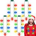 QZYL 4pcs Light Up Christmas Necklace, Colorful Christmas Accessories for Women, 9 LED Bulbs Necklaces with 3 Flash Modes, Suitable for Xmas New Year Party Favor Supplies Accessories