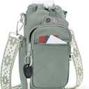 Water Bottle Carrier Bag with Strap, Water Bottle Purse with Phone Pocket 40oz for Walking Hiking (Antique Green)