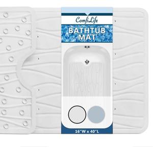 ComfiLife Bath Mat for Bathroom Tub and Shower  Non Slip Extra Large Bathtub Mat with Drain Holes & Suction Cups  Machine Washable Rubber Mats to Keep Bathtub Clean (Cream, Wave 16" x 40")