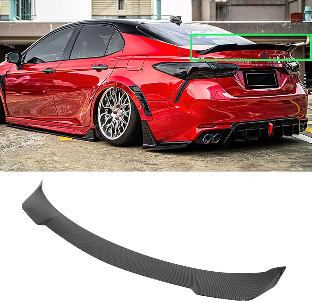 Rear Trunk Spoiler Lip for Toyota Camry 2018 2019 2020 2021 2022 2023 2024 | Yofer V2 Style High Kick Spoiler Wing Lip For Camry SE XSE L LE XLE Hybrid models Carbon Fiber Print (Not For 2025)