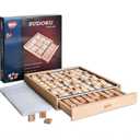BOHS Wooden Sudoku Board Game with Drawer - with 100 Puzzles Sudoku Book for Adults - Brain Teaser Desktop Toys