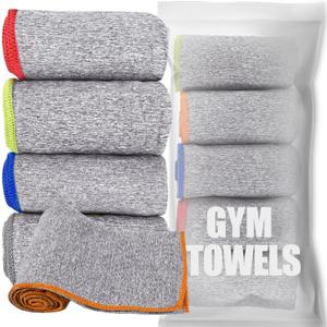 2 x 5 Pack Microfiber Gym Towels for Working Out, 16" X 26.8", Silver ION Odor-Free Absorbent Fiber, Fast Drying and Quick Dry Towels for Body Sweat, Working Out (Multicolor)