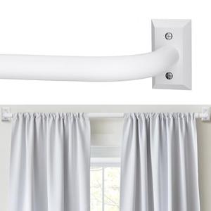 White Curtain Rods, Room Darkening Rod for Windows 48 to 90 Inches(4-7.5Ft), Wrap Around Curtain Rod, Heavy Duty Blackout Drapery Rods, Modern Decorative Window Treatment, White