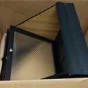 Corner Bread Box for Kitchen Countertop, Large Bread Container Storage Vintage Wooden Farmhouse Bread Box with Window for Homemade Bread Holder (Black)