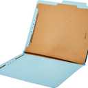 Amazon Basics Classification Folder for Documents and Organization, 1 Divider, 2" Embedded Fasteners, Letter Size, Light Blue, 10 Count
