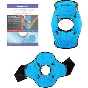 Brookstone Knee Ice Pack Wrap With Silica Beads - Hot and Cold Therapy for Pain Relief - Reusable for Swelling, Injuries, and Post-Surgery Recovery - Azure Blue
