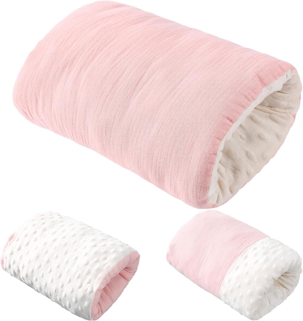 Baby Feeding Arm Pillow Breastfeeding Bottle Nursing Cozy Cradle Pillow for Newborn Soft Double Sided Muslin Cotton Head Support Comfortable Feeding for Mom(Pink,Simple)