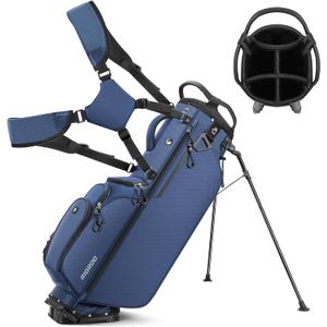 5 Way Golf Stand Bag with Full Length Dividers, Lightweight Golf Bag with Rain Cover, 6 Zippered Pockets & Cooler Bag, Breathable Straps