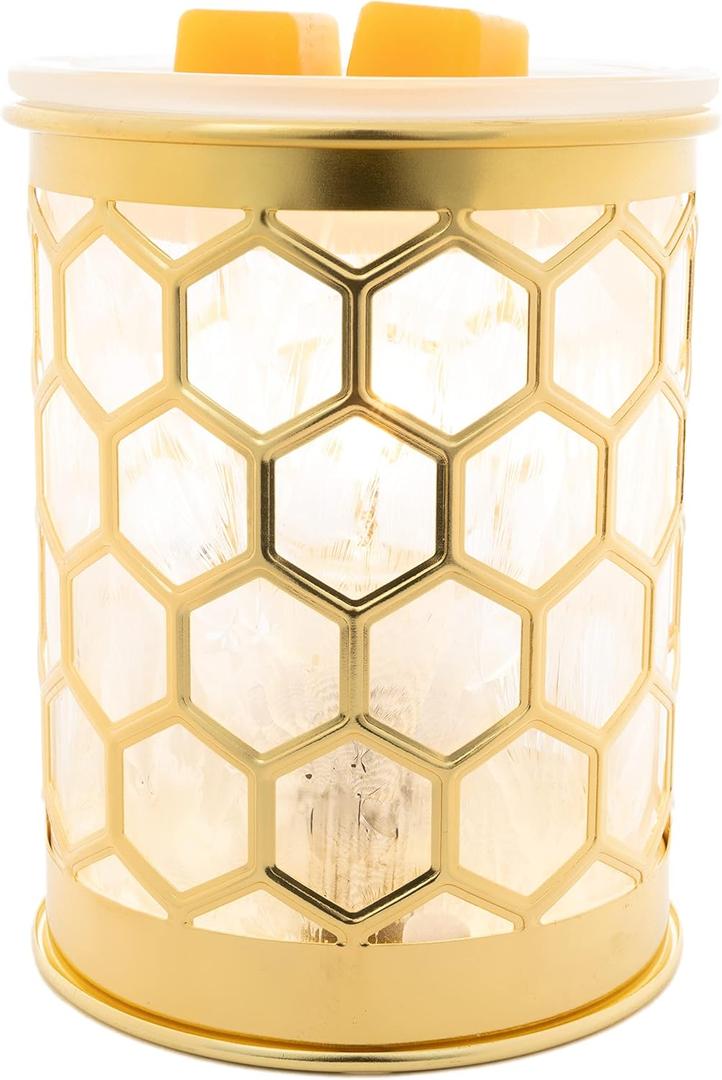 Scentsationals Wax Melt Warmer, Wax Warmer for Scented Wax Melts - Modern Collection Honeycomb Capiz - Candle Wax Melter for Fragrance Cubes and Tarts