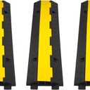CXRCY Cable Ramp 3 Pack 2 Channel 11000lbs axle Capacity Floor Cord Cable Protector, Rubber Speed Bumps Hose Protector Ramps for Wire/Hose/Pipe Hider Driveway &Outdoor 40x10x2 inch(L x W x H)