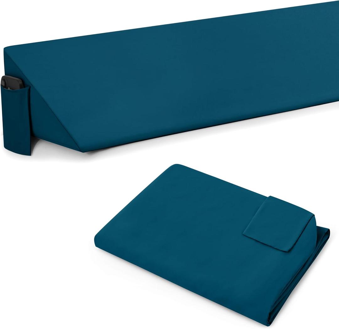 Horbaunal Queen Size Bed Wedge Pillow Cover for Headboard Gap, Headboard Wedge Pillow Case Cover Only, 60" x 10" x 6", Teal